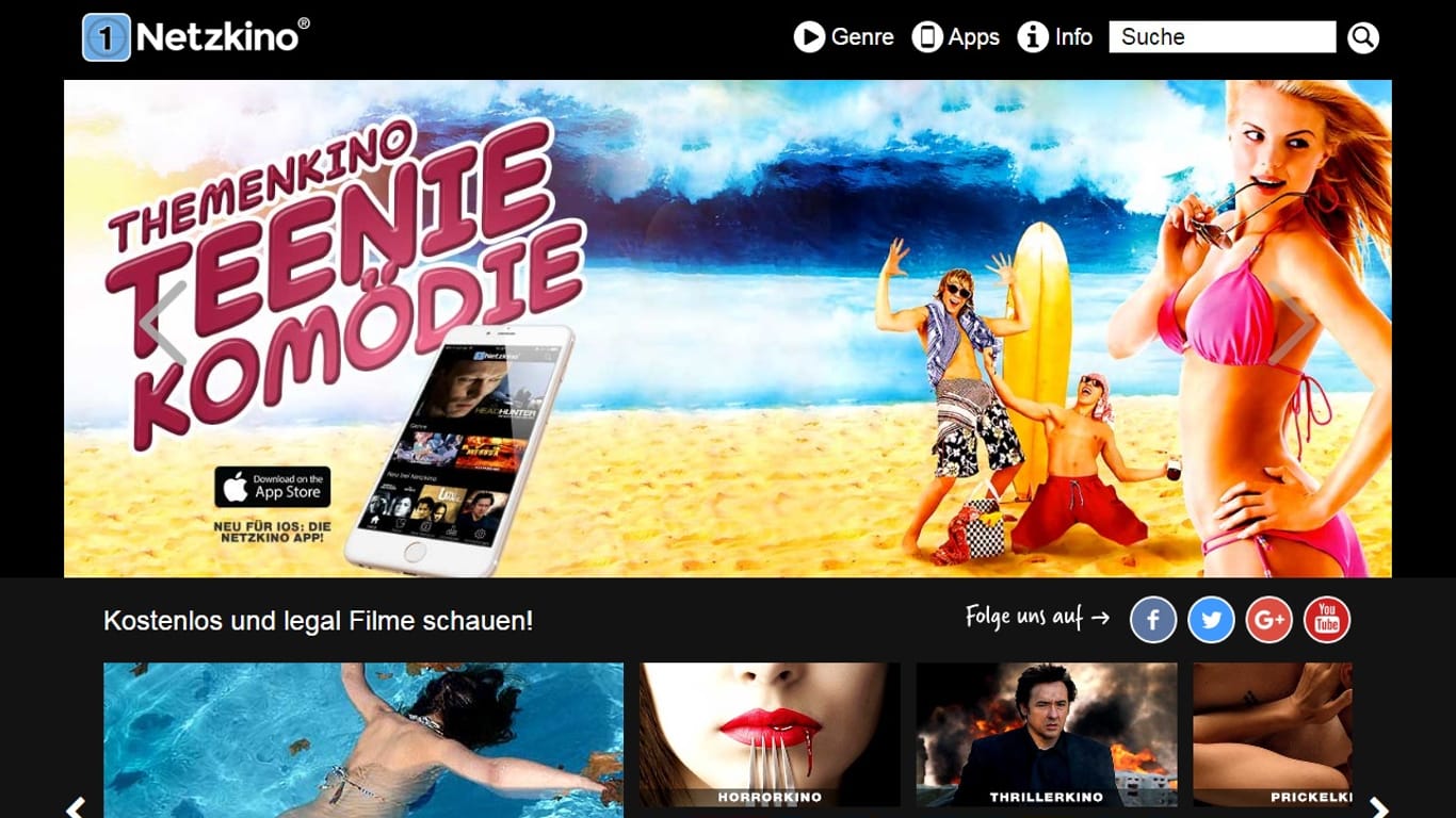Netzkino.de bietet Kinofilme völlig kostenlos als Video-Stream an.
