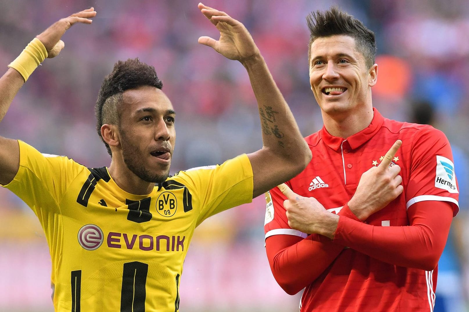 Pierre-Emerick Aubameyang (l.) oder Robert Lewandowski kennen sich aus ihrer gemeinsamen Zeit in Dortmund.