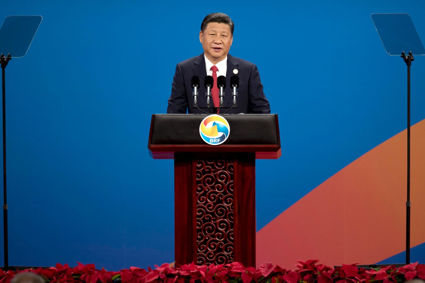 Der chinesische Präsident Xi Jinping spricht bei der Eröffnungszeremonie zur Gipfelkonferenz zur «Neuen Seidenstraße» am 14.05.2017 in Peking.