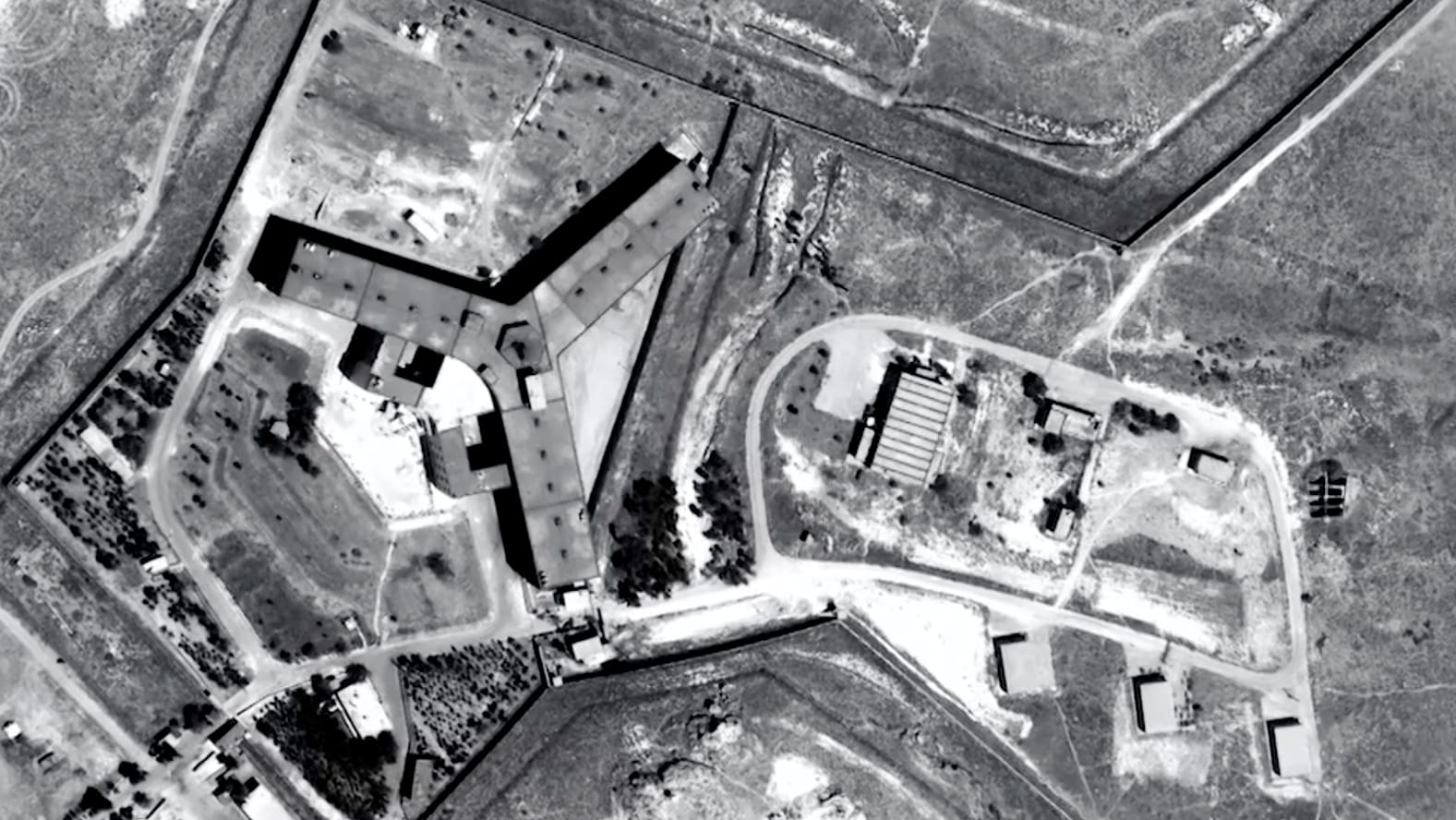 Das Mitärgefängnis Saidnaja auf einer undatierten Illustration, 30km nördlich von Damaskus, Syrien. Das Mitärgefängnis Saidnaja auf einer undatierten Illustration, 30km nördlich von Damaskus, Syrien.
