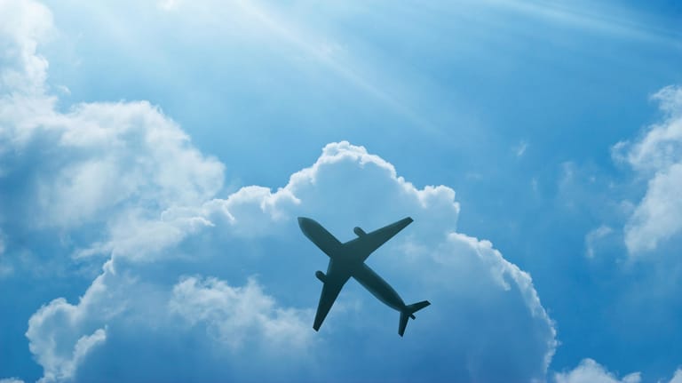 Ein Flugzeug in der Luft.