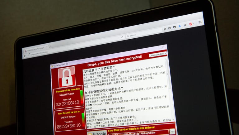 WannaCry hat auch in China gewütet, wie hier auf einem Laptop in Peking zu sehen. Die Hacker scheinen Verbindungen nach Nordkorea zu haben.