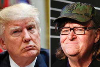 Moore (rechts) will mit seinem Film Trumps wahres Gesicht zeigen.