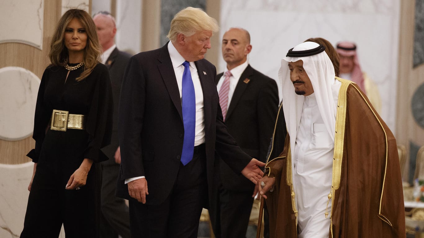 US-Präsident Donald Trump, First Lady Melania Trump und König Salman im Königspalast in Riad, Saudi-Arabien.