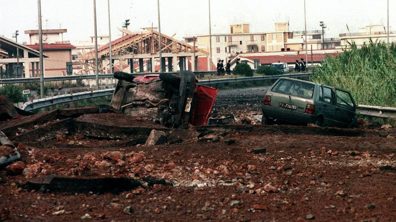 Der Ort des Attentats auf den sizilianischen Untersuchungsrichter Giovanni Falcone am 23.05.1992.