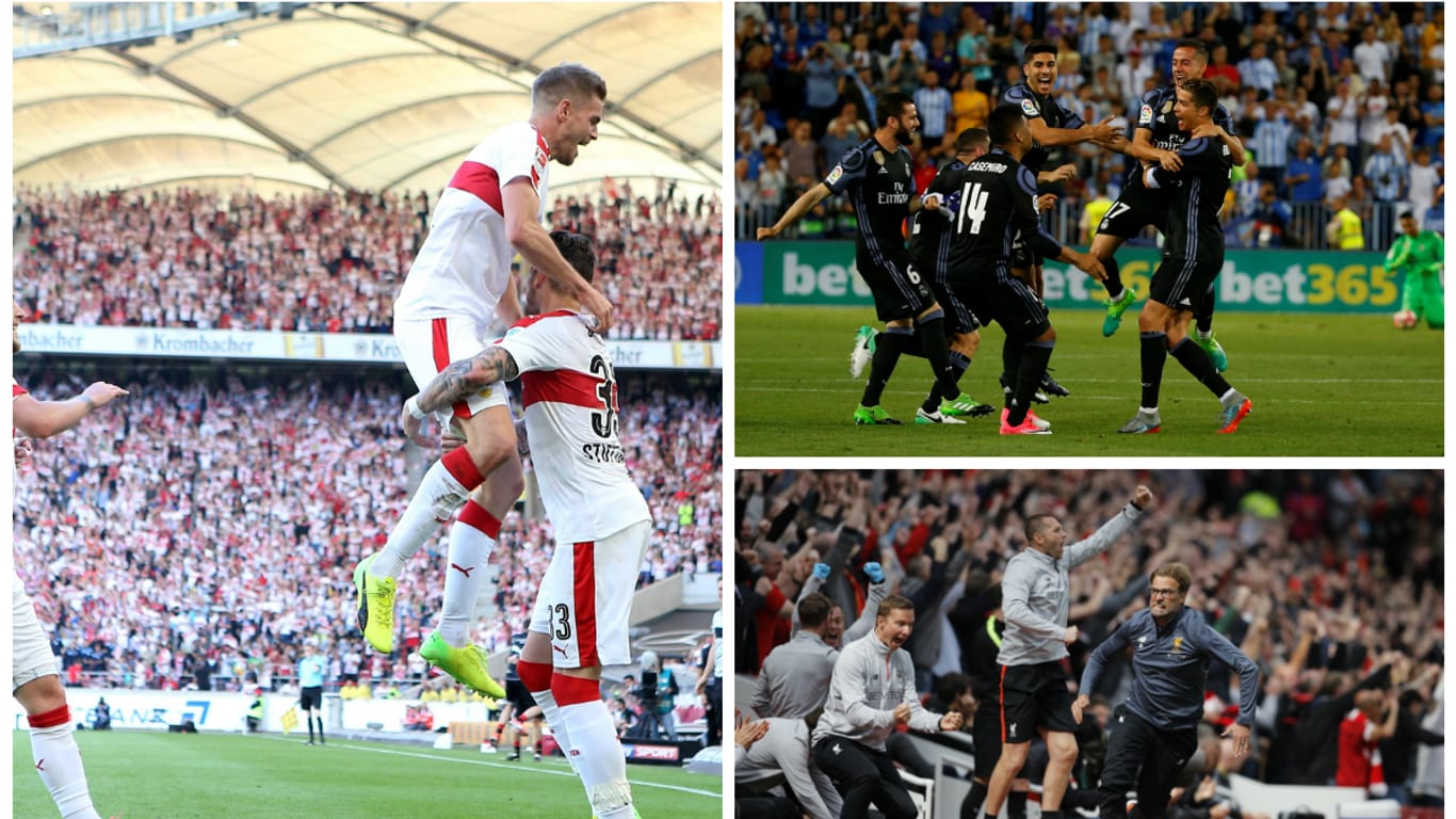 Sowohl Stuttgart (l.) als auch Real Madrid und der FC Liverpool triumphierten am Sonntag.