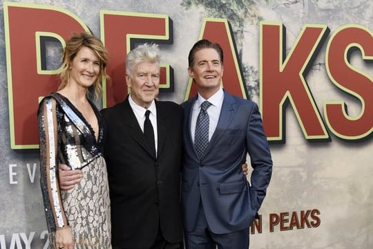 Regisseur David Lynch (m) und die Schauspieler Laura Dern und Kyle MacLachlan bei der Premiere in Los Angeles.