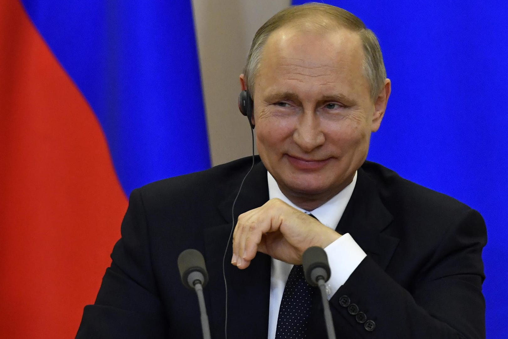 Der russische Präsident Putin auf einer Pressekonferenz.