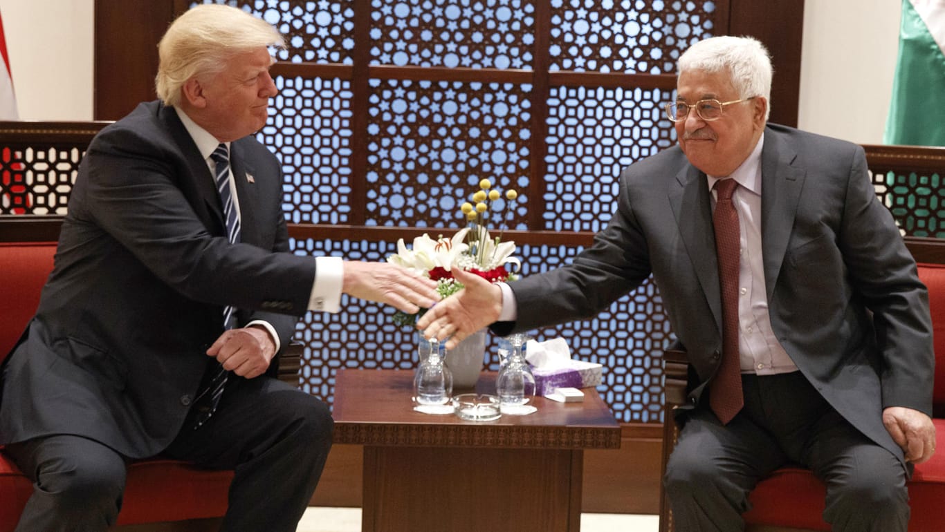 US-Präsident Donald Trump trifft sich mit Palästinenserpräsident Mahmoud Abbas in Bethlehem im Westjordanland.