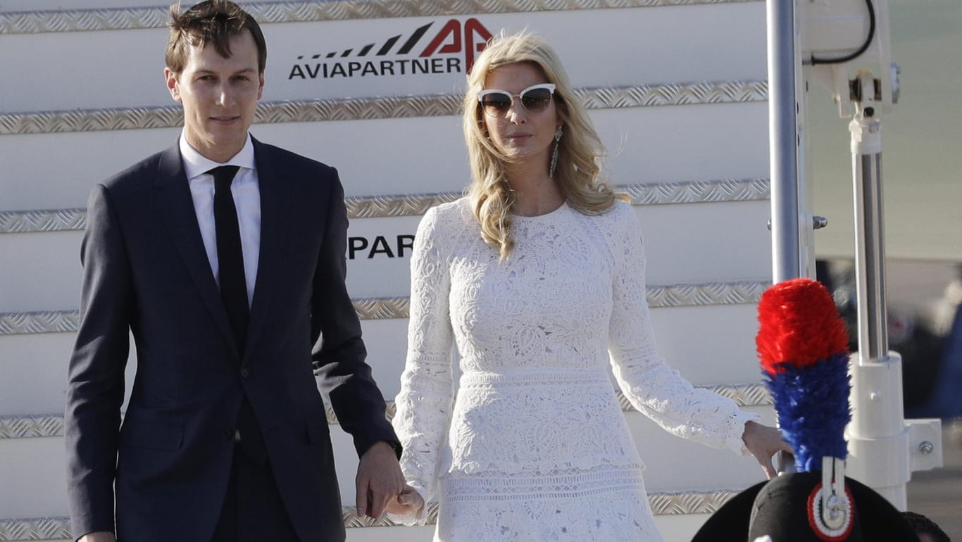 Ivanka Trump und ihr Mann, Jared Kushner, kommen auf dem Leonardo Da Vinci Flughafen in Fiumicino bei Rom (Italien) an.