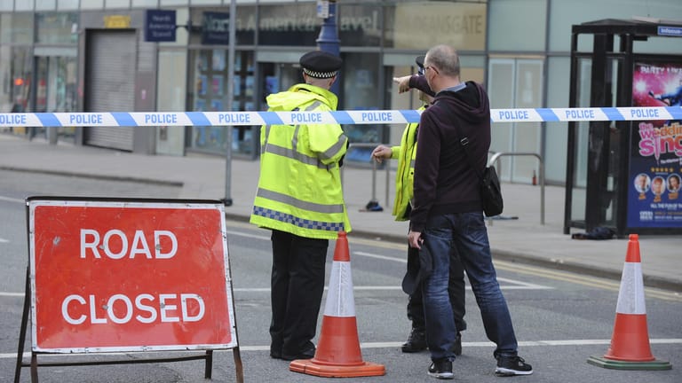 Eine Straßensperre in Manchester nach dem Anschlag.
