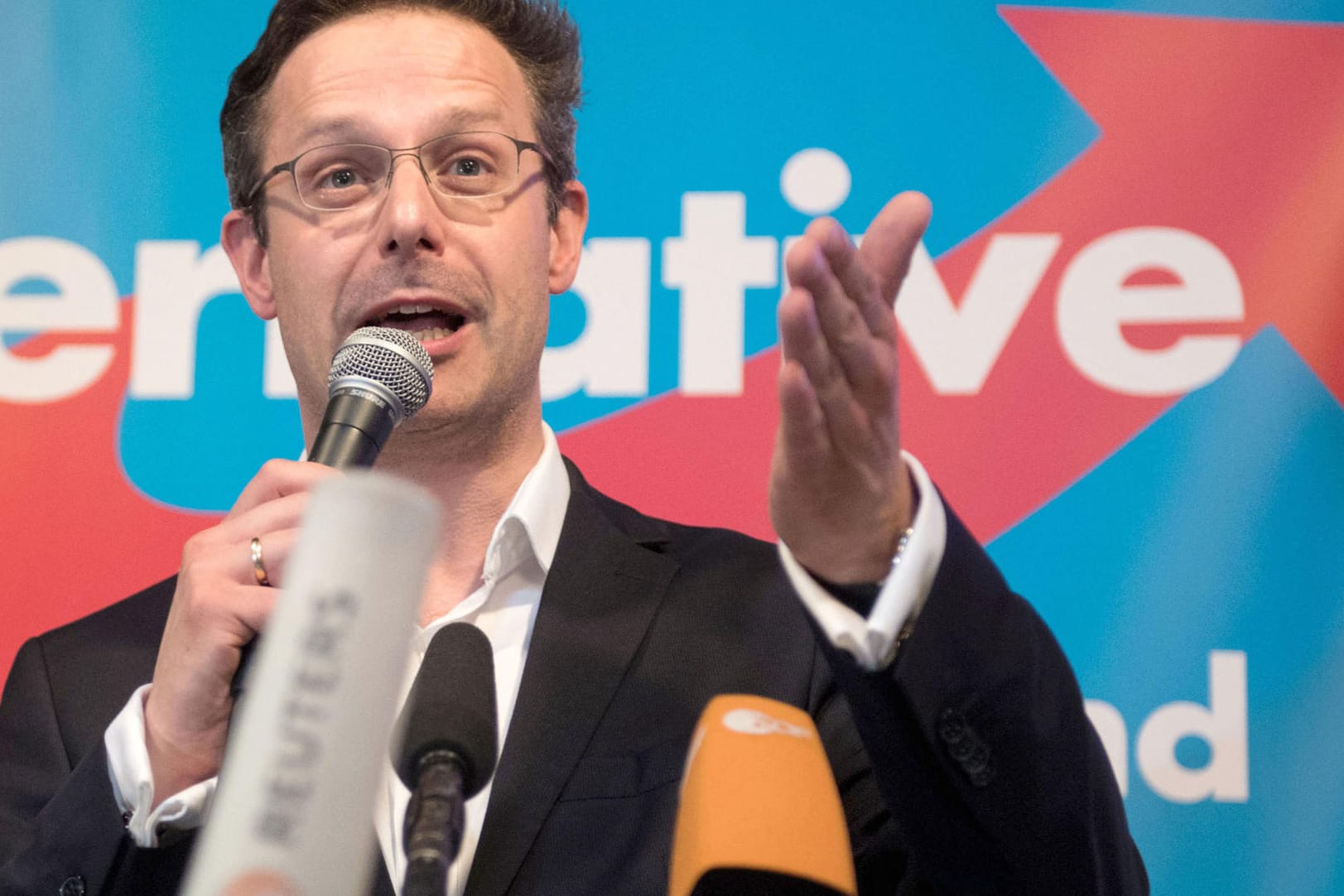 Der Spitzenkandidat der AfD für die Landtagswahl in Nordrhein-Westfalen Marcus Pretzell