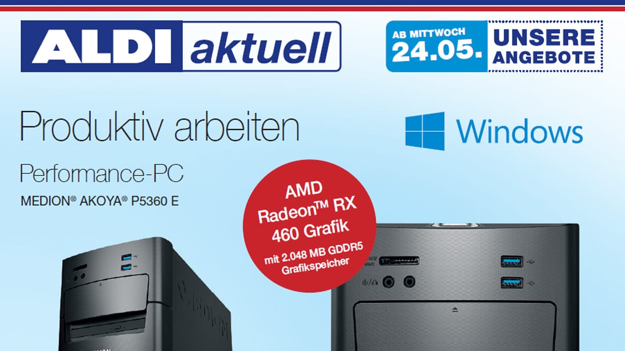 Der Medion Performance-PC wird ab 24.05.2017 bei Aldi Nord angeboten