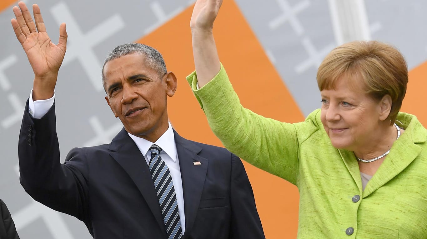Barack Obama und Angela Merkel beim Evangelischen Kirchentag in Berlin.