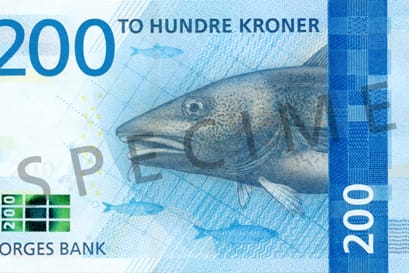 Norwegens neue 200 Kronen Banknote ziert ab 30. Mai der Kabeljau.