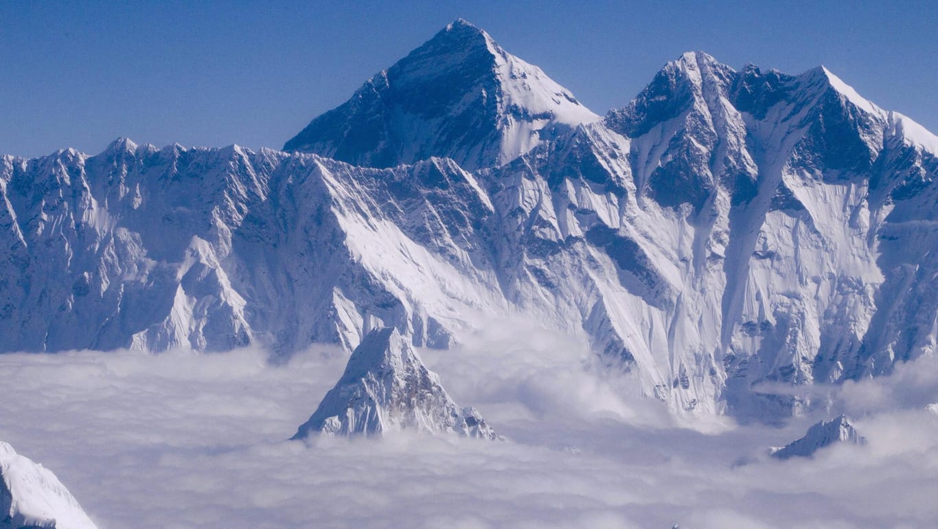 Aussicht auf den Mount Everest.|