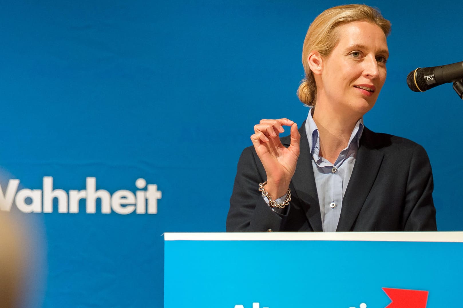Die Spitzenkandidatin der AfD, Alice Weidel, geht über das Programm ihrer Partei hinaus.