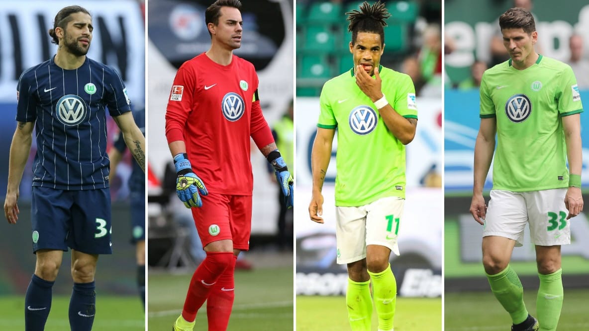 Ungewisse Zukunft im Abstiegsfall: Ricardo Rodriguez, Diego Benaglio, Daniel Didavi und Mario Gomez (v. li.). Ungewisse Zukunft im Abstiegsfall: Ricardo Rodriguez, Diego Benaglio, Daniel Didavi und Mario Gomez (v. li.).