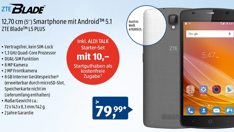 Das ZTE Blade L5 Smartphone