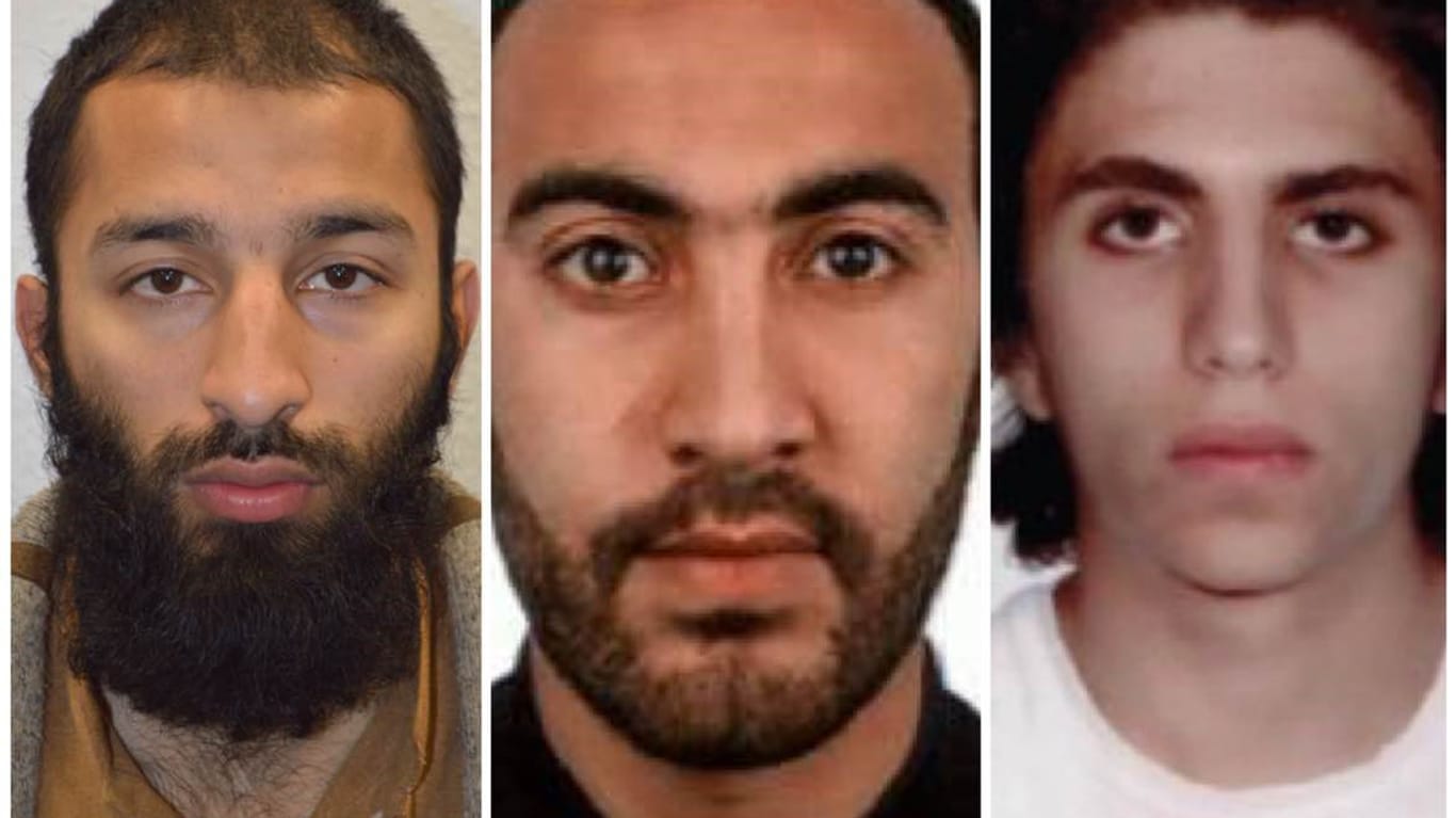 Die drei Attentäter von London: v.l. Khuram Shazad Butt (27), Rachid Redouane (30) und Youssef Zaghba (22)