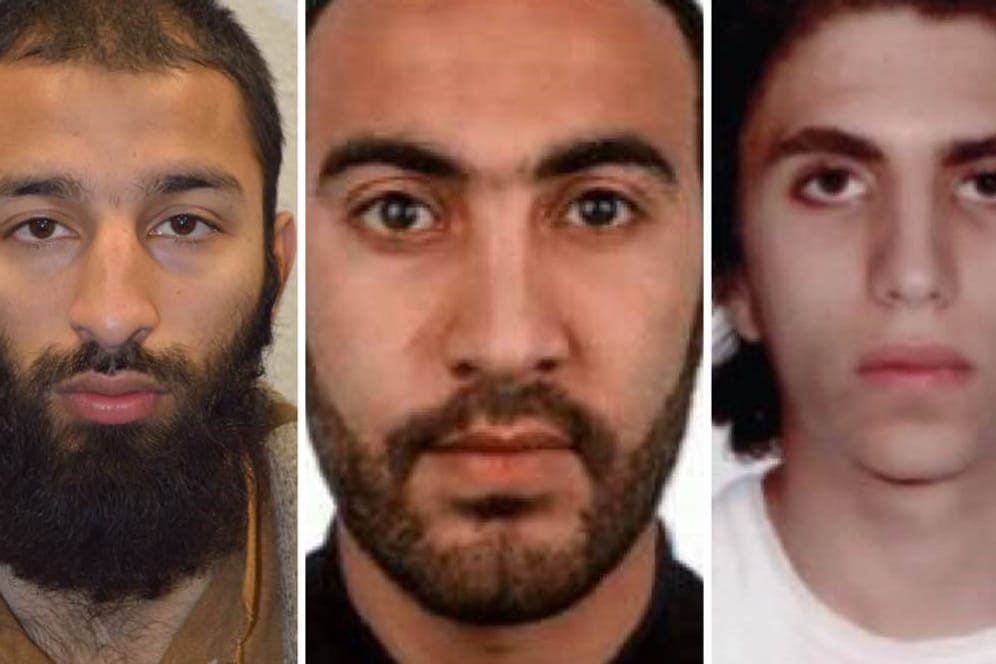 Die drei Attentäter von London: v.l. Khuram Shazad Butt (27), Rachid Redouane (30) und Youssef Zaghba (22)