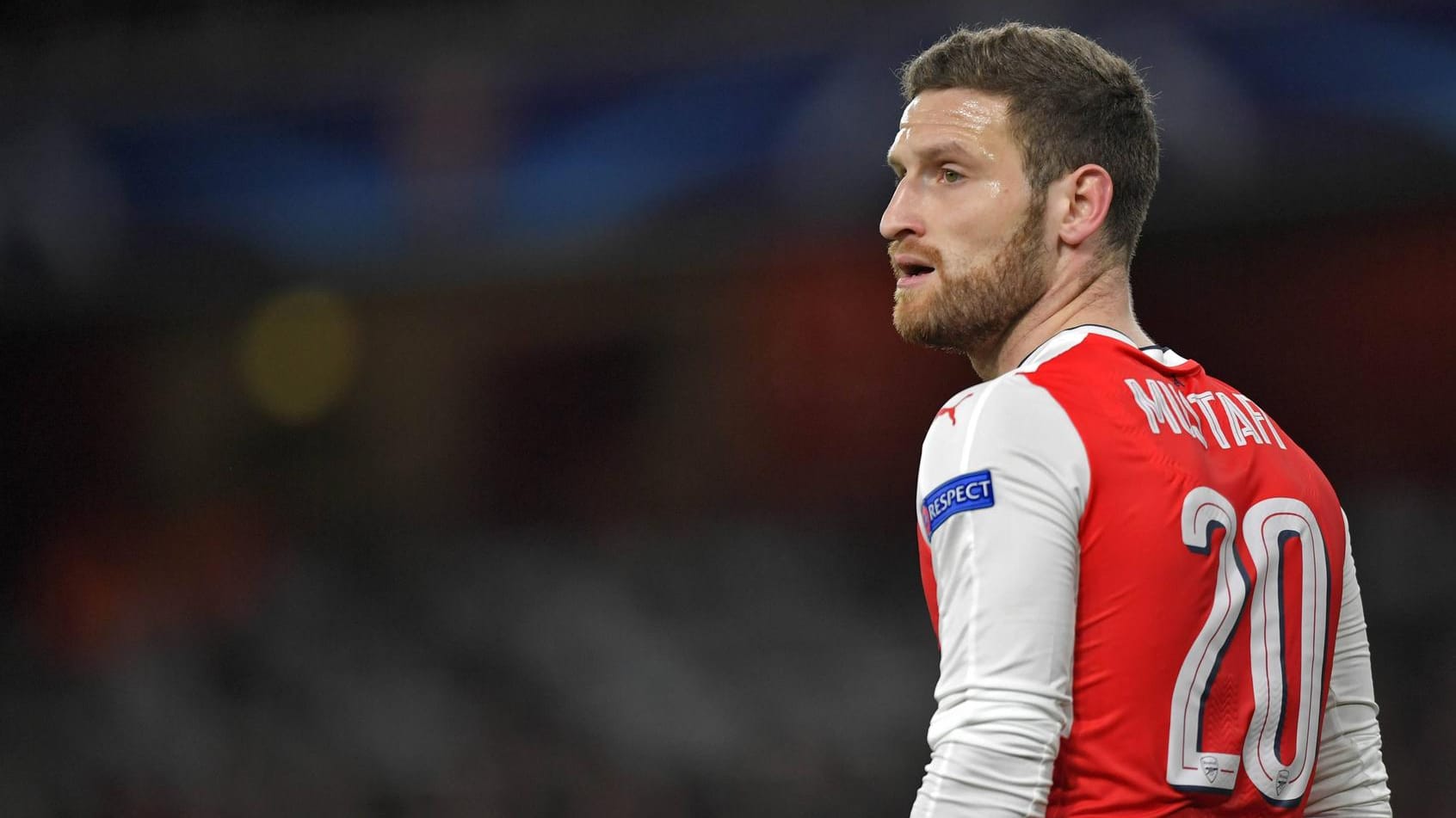 Shkodran Mustafi im Arsenal-Trikot, hier im Achtelfinal-Rückspiel der Champions League gegen Bayern.