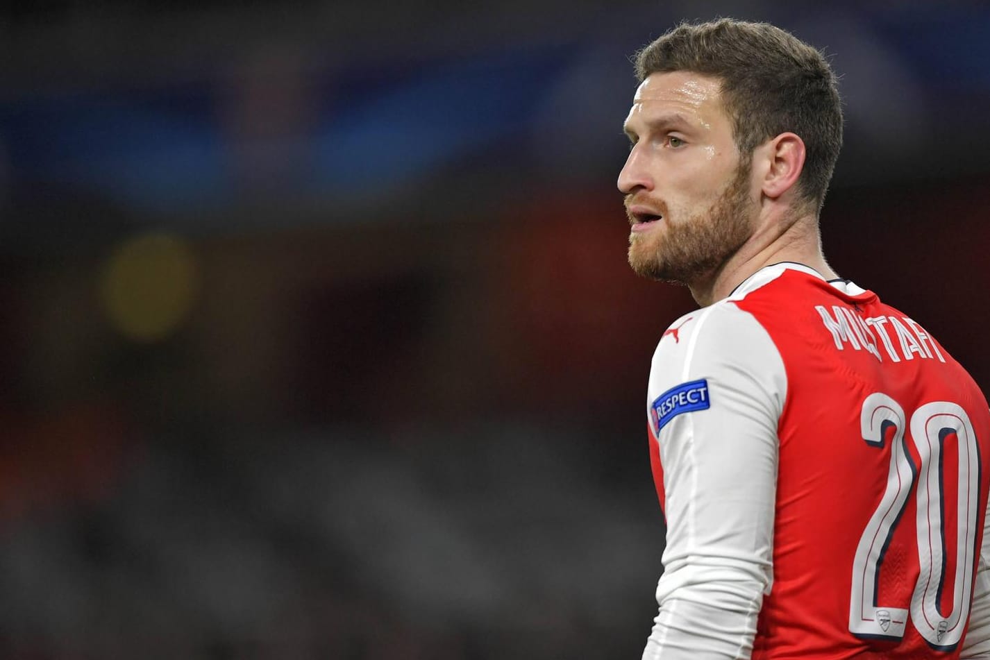 Shkodran Mustafi im Arsenal-Trikot, hier im Achtelfinal-Rückspiel der Champions League gegen Bayern.