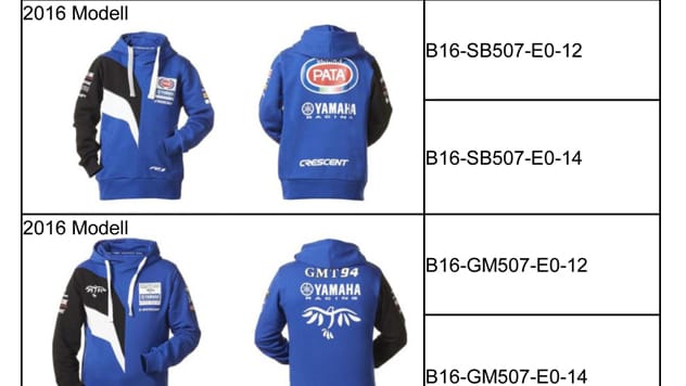 Yamaha Motor ruft Hoodies für Kinder zurück.