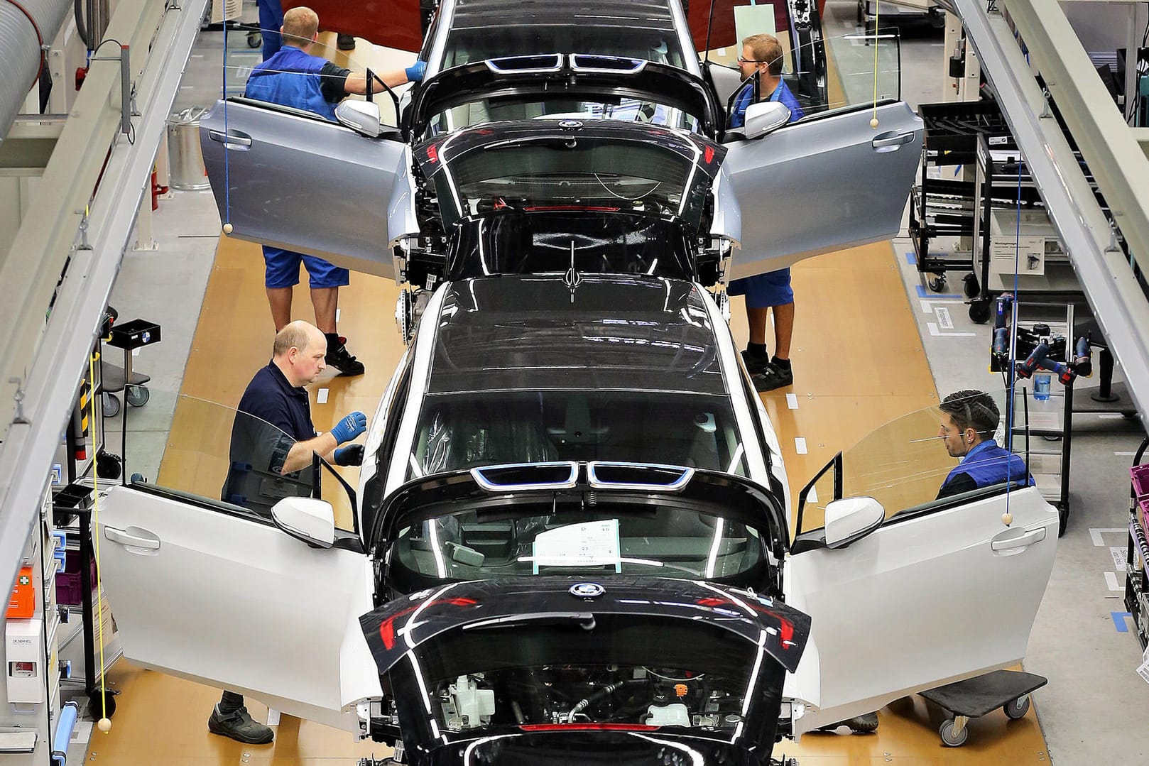 Deutsche Elektroautos erfreuen sich wachsender Beliebtheit. Hier die Produktion des BMW i3 in Leipzig.