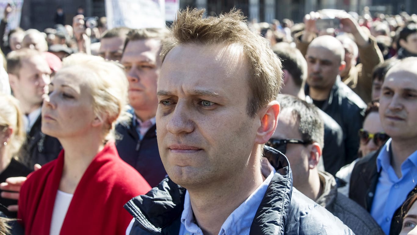 Kreml-Kritiker Alexej Nawalny bei einer Kundgebung im Mai in Moskau.