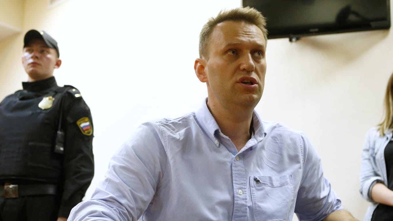 Alexej Nawalny während der Verhandlung in einem Moskauer Gericht.