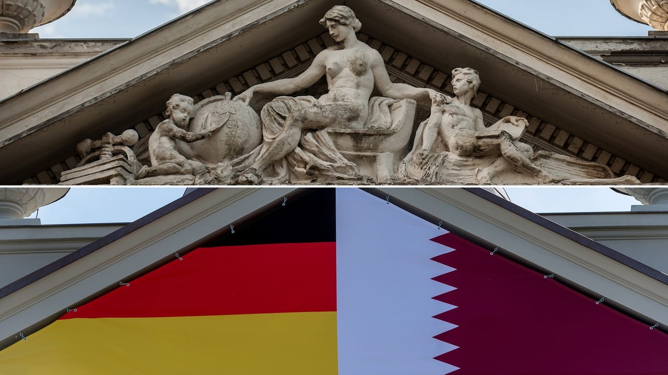 Katar hat das Bildnis einer barbusigen Frau an seiner Villa in Berlin verhängen lassen.