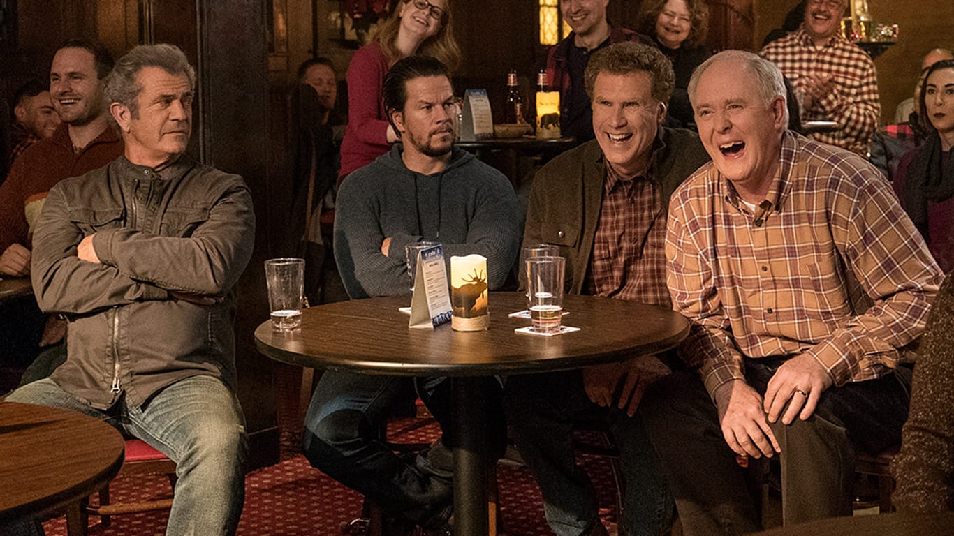 Mel Gibson, Mark Wahlberg, Will Ferrell und John Lithgow in "Daddy's Home 2".