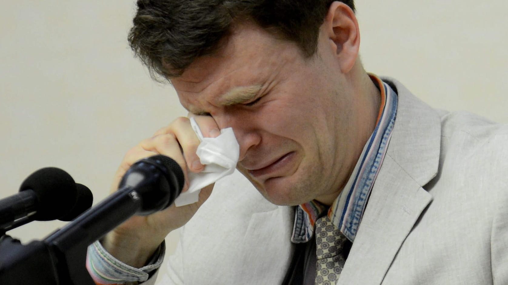 Otto Warmbier bei einer Pressekonferenz im Februar 2016 in Pjöngjang.