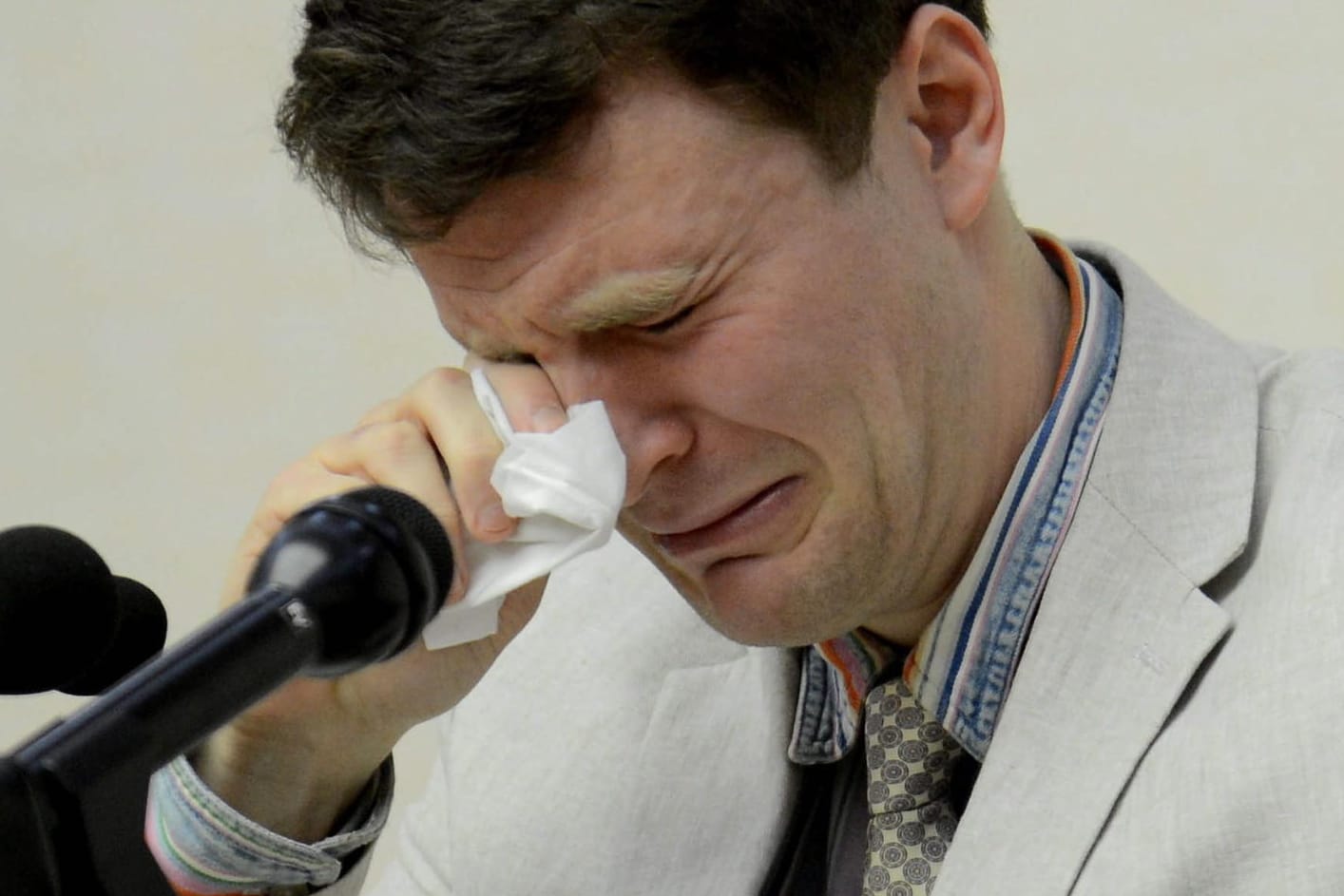 Otto Warmbier bei einer Pressekonferenz im Februar 2016 in Pjöngjang.