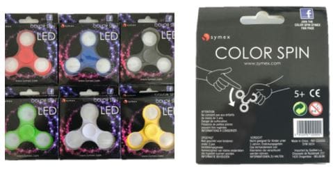 Der Fidget Spinner, Modell Spin Color LED CS5555 von Symex kann für Kinder gefährlich werden.