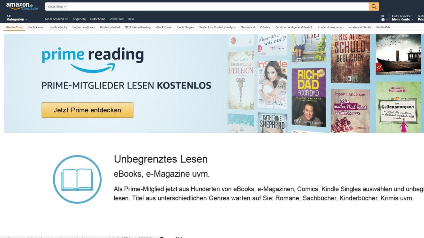 Mit Amazon Prime können Nutzer Zeitschriften und Bücher kostenlos lesen.