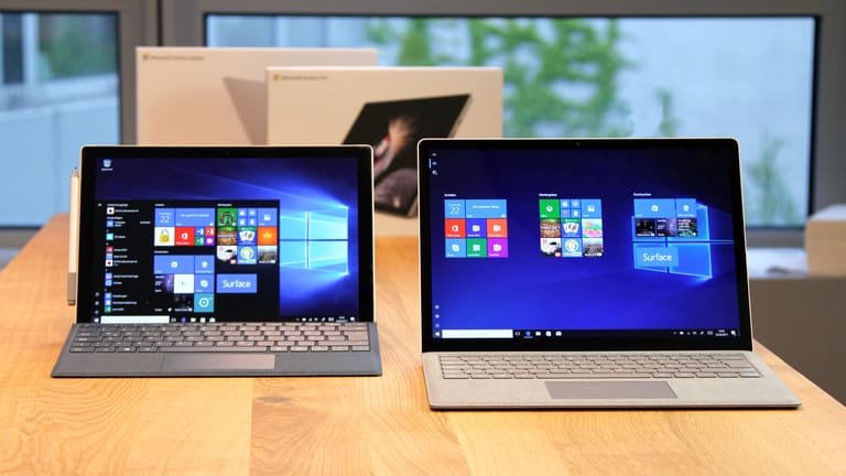 12,3-Zoll Surface Pro neben 13,5-Zoll Surface Laptop - Convertible gegen klassisches Klappnotebook