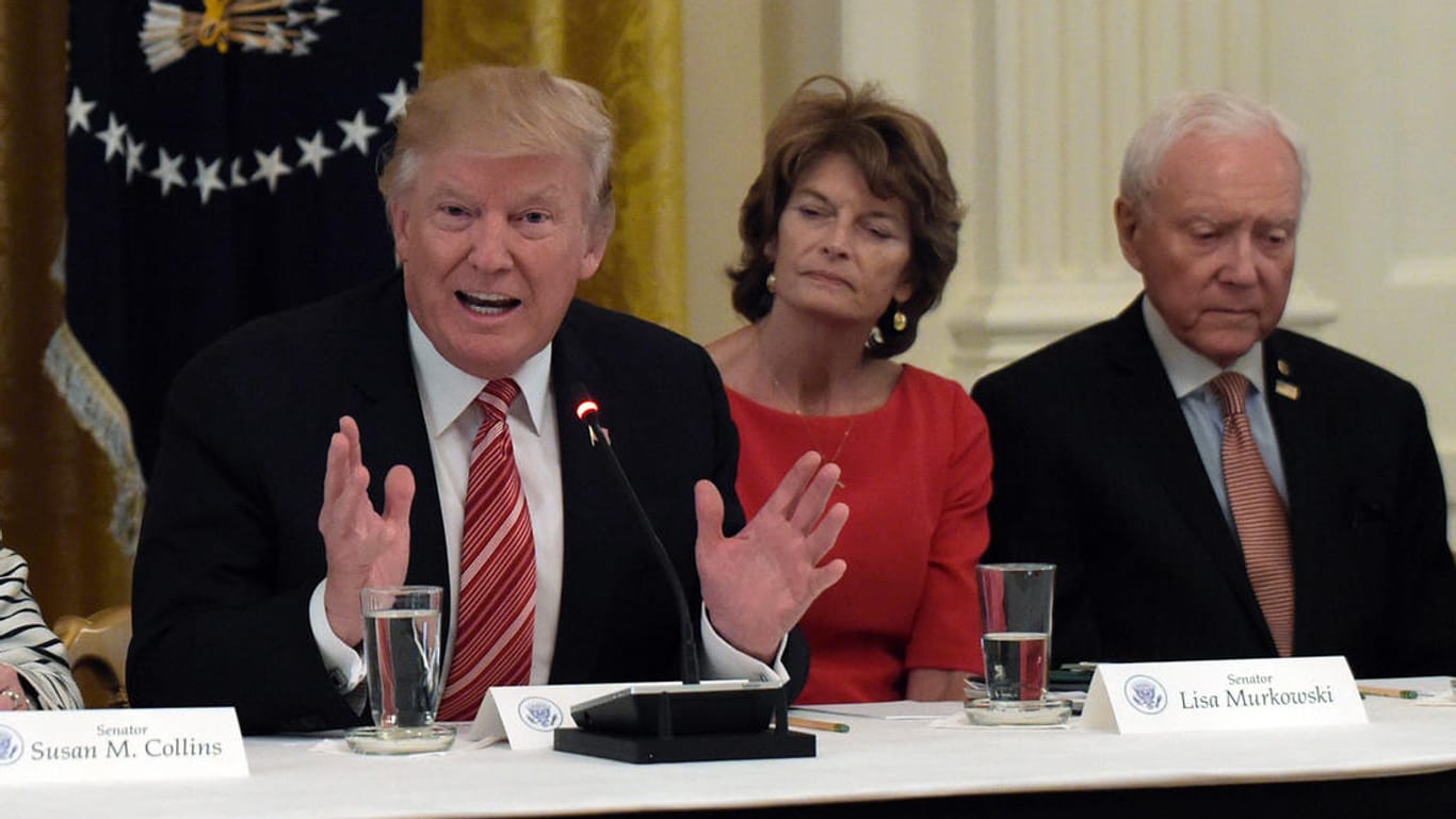 Donald Trump spricht mit republikanischen Senatoren im Weißen Haus über seine Pläne für eine Gesundheitsreform.