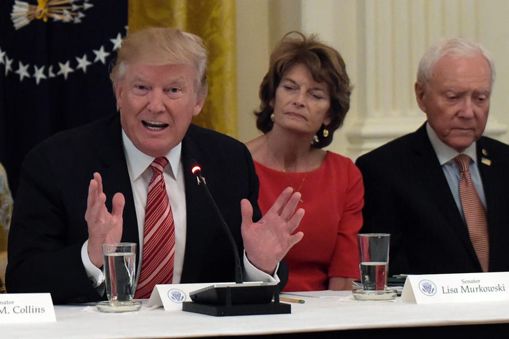 Donald Trump spricht mit republikanischen Senatoren im Weißen Haus über seine Pläne für eine Gesundheitsreform.