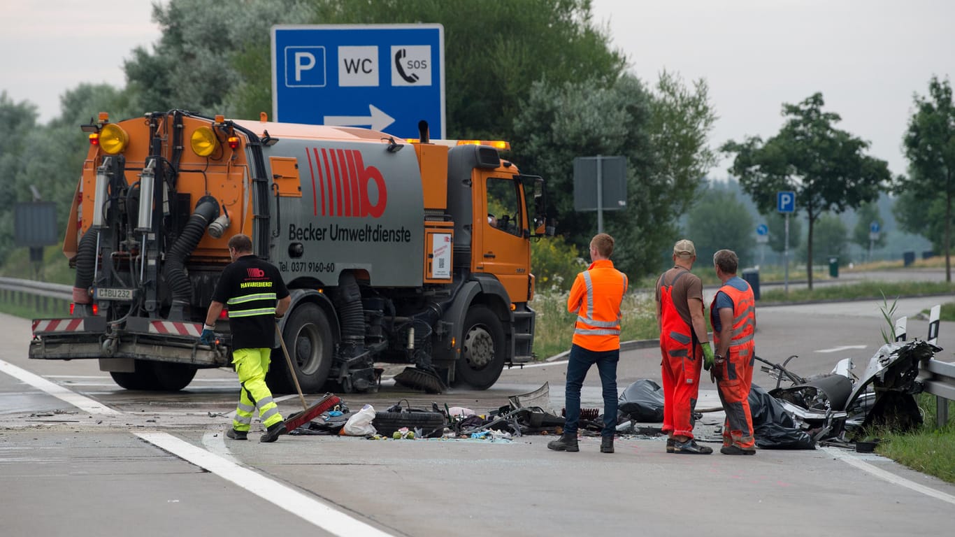 Die Unfallstelle auf der A4 in Sachsen.