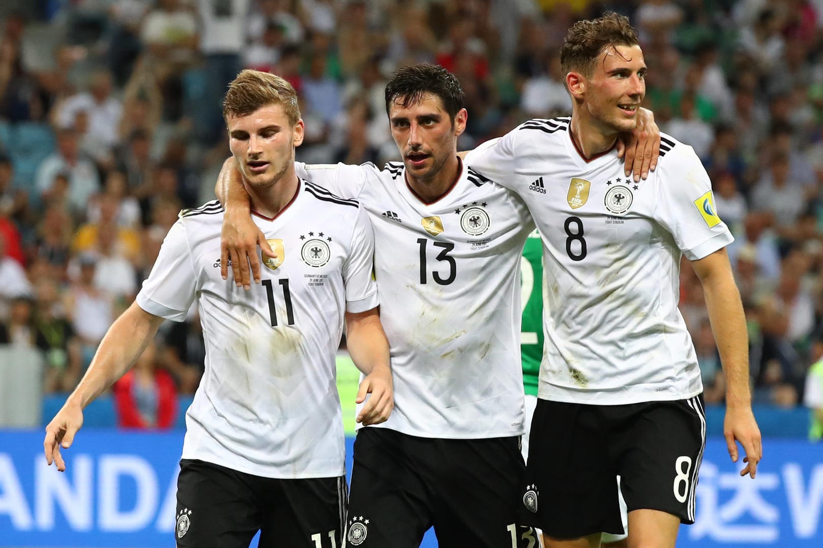 Jubel über den Finaleinzug: Timo Werner, Lars Stindl und Leon Goretzka (v. li.)