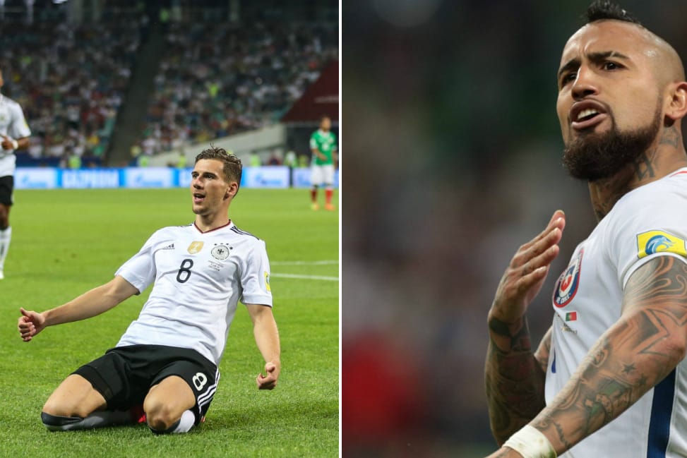 Leon Goretzka (l.) ist in absoluter Top-Form und will sich auch von Arturo Vidal nicht bremsen lassen.