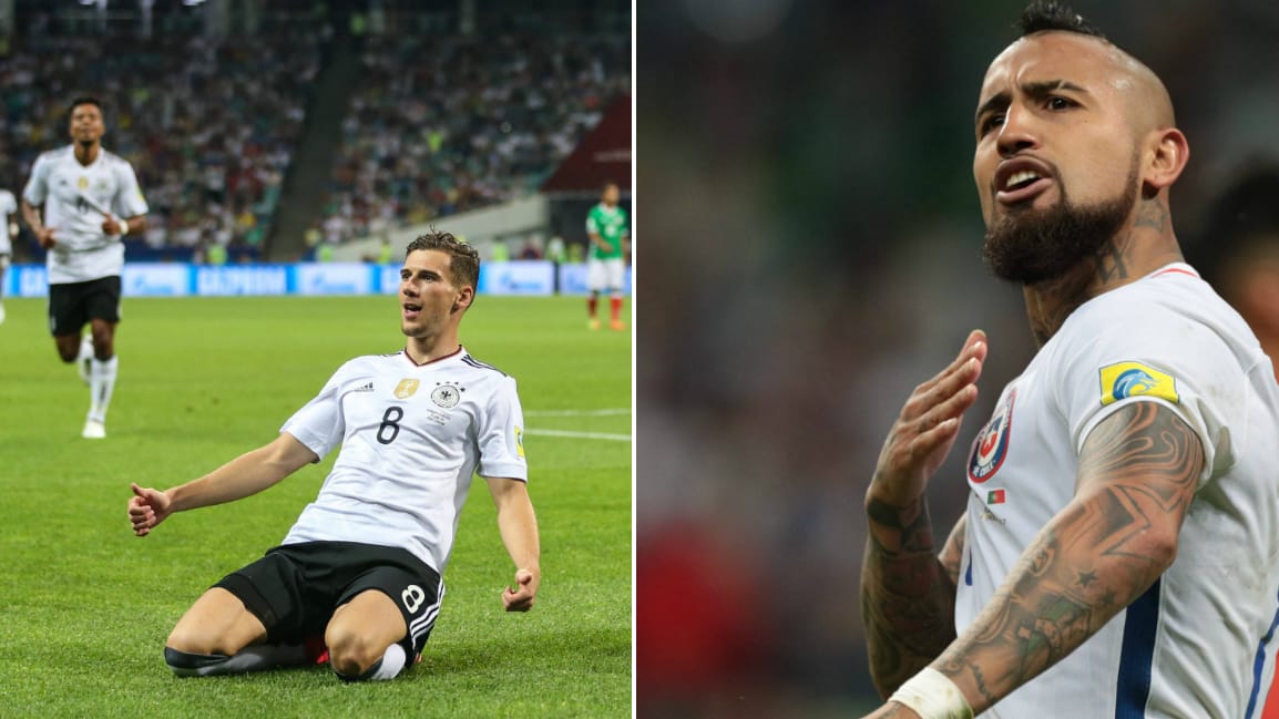 Leon Goretzka (l.) ist in absoluter Top-Form und will sich auch von Arturo Vidal nicht bremsen lassen.