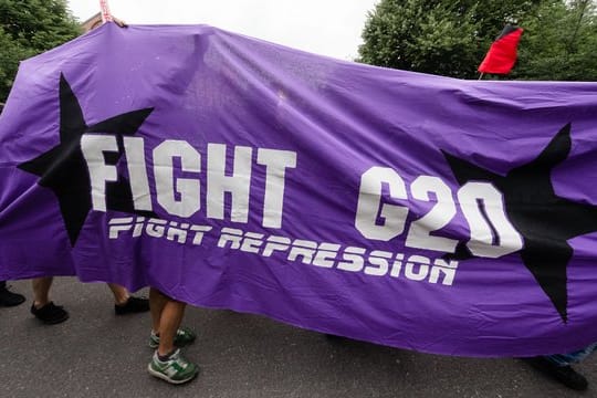 "Fight G20": Ein Transparent von Demonstranten wenige Tage vor Beginn des Gipfels in Hamburg.