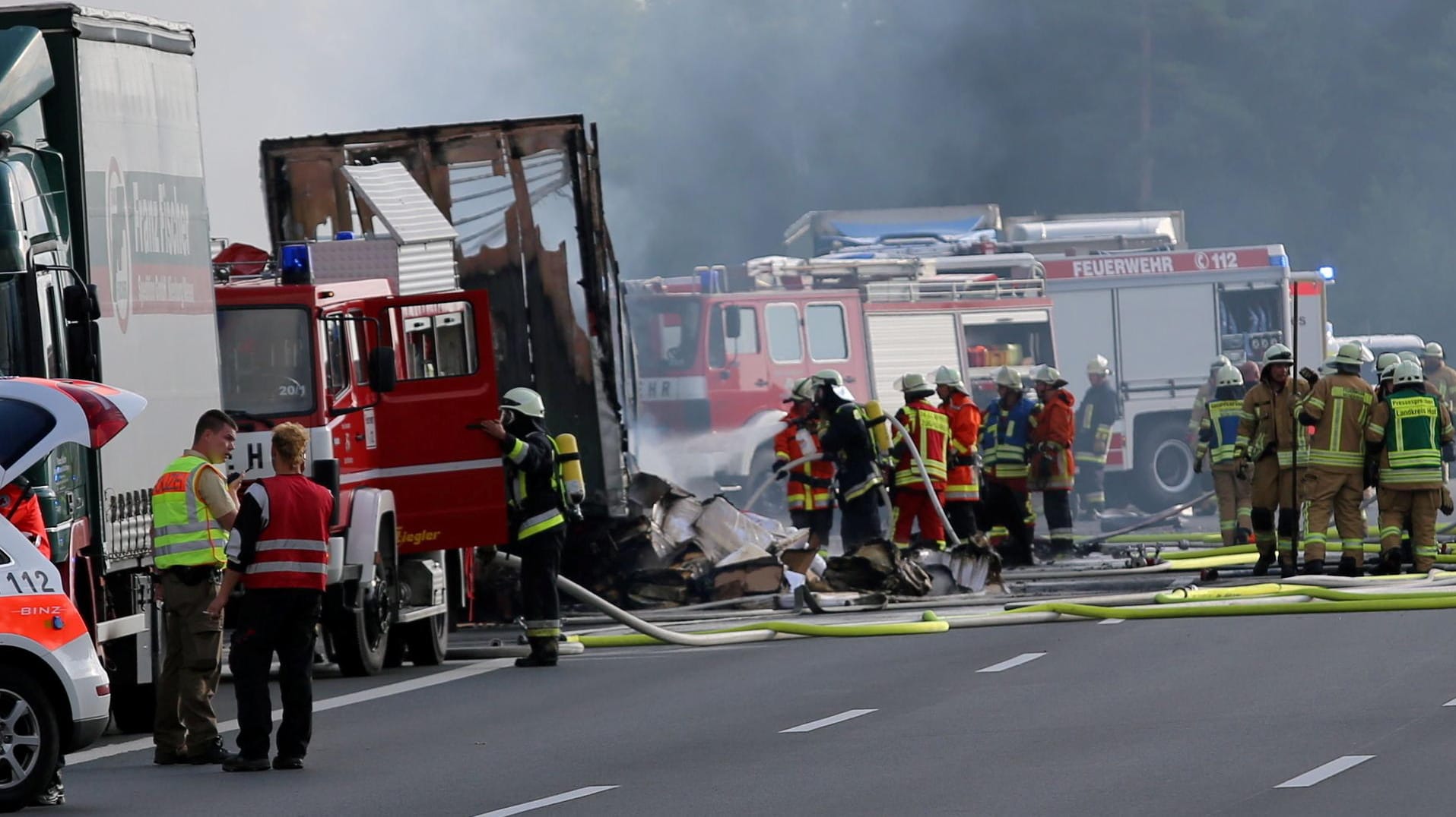 Die Unfallstelle auf der A9 bei Münchberg.