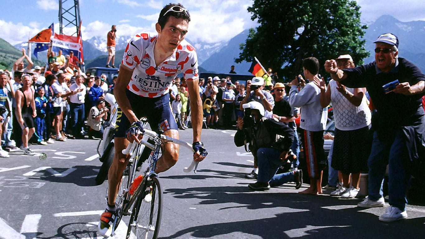 Richard Virenque gewann – wie hier 1997 – siebenmal das gepunktete Trikot als bester Bergfahrer.