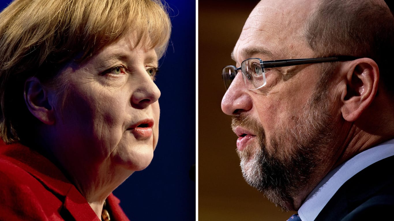 Angela Merkel und Martin Schultz werden am 3. September bei einem TV-Duell gegeneinander antreten.
