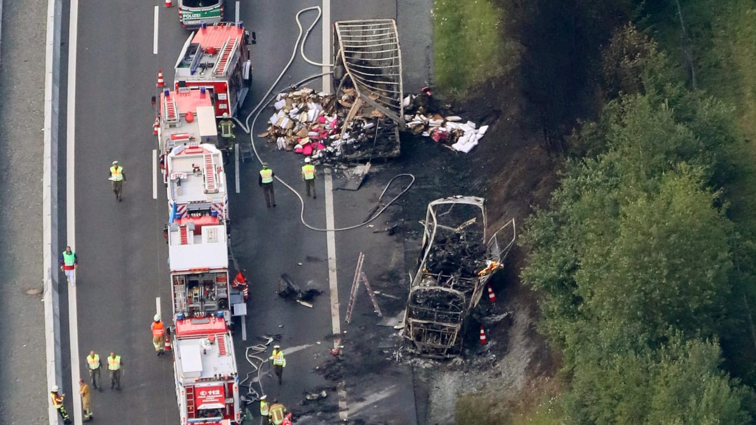 Die Unfallstelle bei Münchberg von oben.