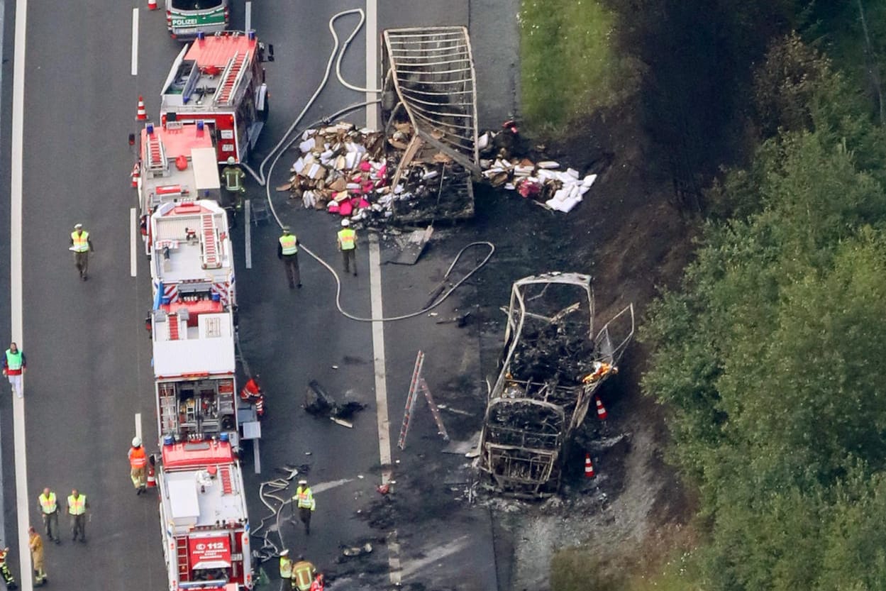 Die Unfallstelle bei Münchberg von oben.